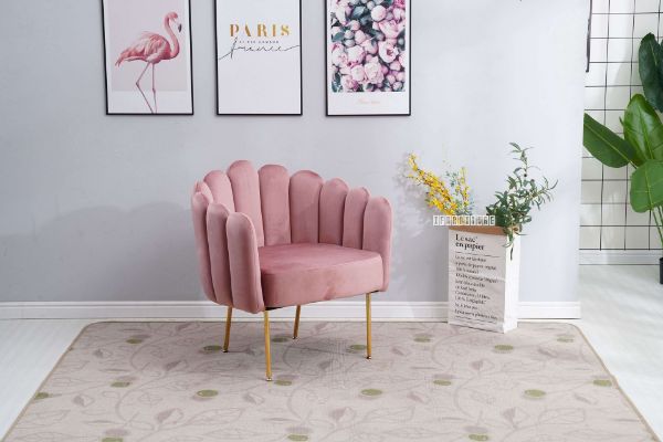 Picture of LISTON Curved Flared Accent Chair (Pink Velvet)