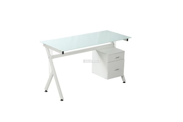Archie 130 Glass Computer Desk White Archie 130 Glass Computer Desk White, White Glass Computer Desk