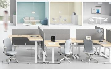 Picture of UP1 L-SHAPE Adjustable Height Desk Frame (White/Black) - 695-1185mm (White)