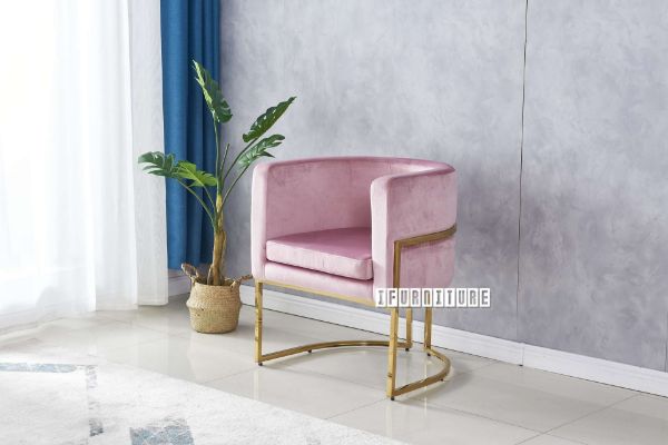 Picture of ZENA Curved Accent Velvet Chair (Pink)