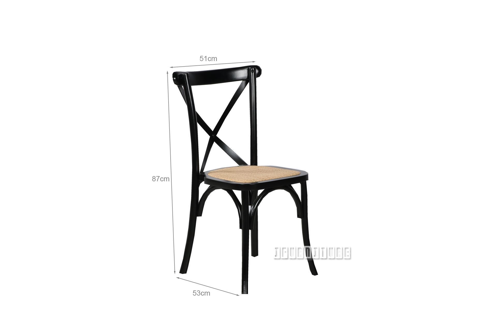 ALBION Solid Beech Cross Back Dining Chair with Rattan Seat (Black)