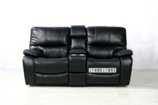 Picture of PASADENA Reclining Sofa (Black) - 2 Seat with Storage Console & Drawer & LED Light (2RRC)