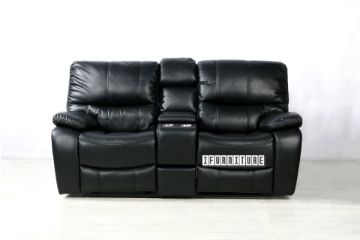 Picture of PASADENA Reclining Sofa (Black) - 2 Seat with Storage Console & Drawer & LED Light (2RRC)
