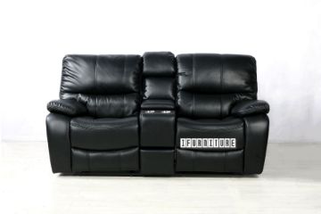 Picture of PASADENA Reclining Sofa (Black) - 2 Seat with Storage Console, Drawer & LED Light (2RRC)