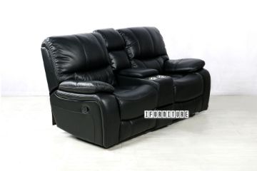 Picture of PASADENA Reclining Sofa (Black) - 2 Seat with Storage Console & Drawer & LED Light (2RRC)