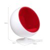 Picture of REPLICA Fiber Glass & Cashmere BALL Chair *White Shell with Red Cashmere Interior