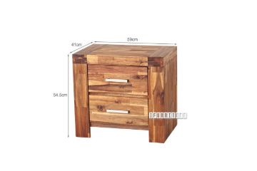 Picture of PHILIPPE Acacia Wood 2-Drawer Bedside Table (Rustic Java Colour)