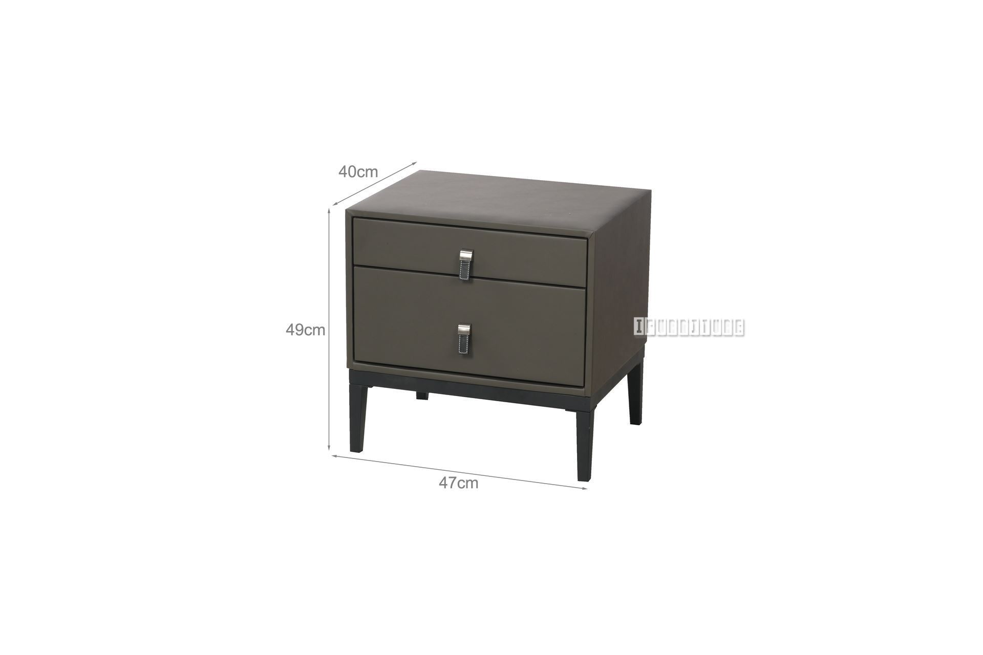 LOFT 2Drawer Leather Bedside Table (Grey)
