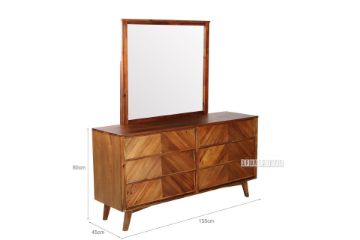 Picture of CLARENS 6-Drawer Solid Acacia Wood Dresser with Mirror