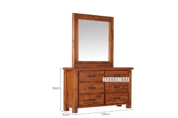 Picture of FOUNDATION 6-Drawer Dresser with Mirror (Rustic Pine)