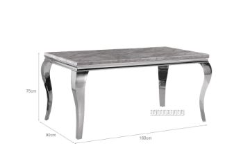 Picture of AITKEN 160 Marble Top Stainless Steel Dining Table (Grey)
