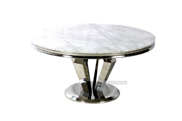 Picture of NUCCIO 150 Marble Top Stainless Round Dining Table (Light Grey)