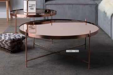 Picture of TIARA Mirror Glass Top 2 Nesting Tables *Rose Gold