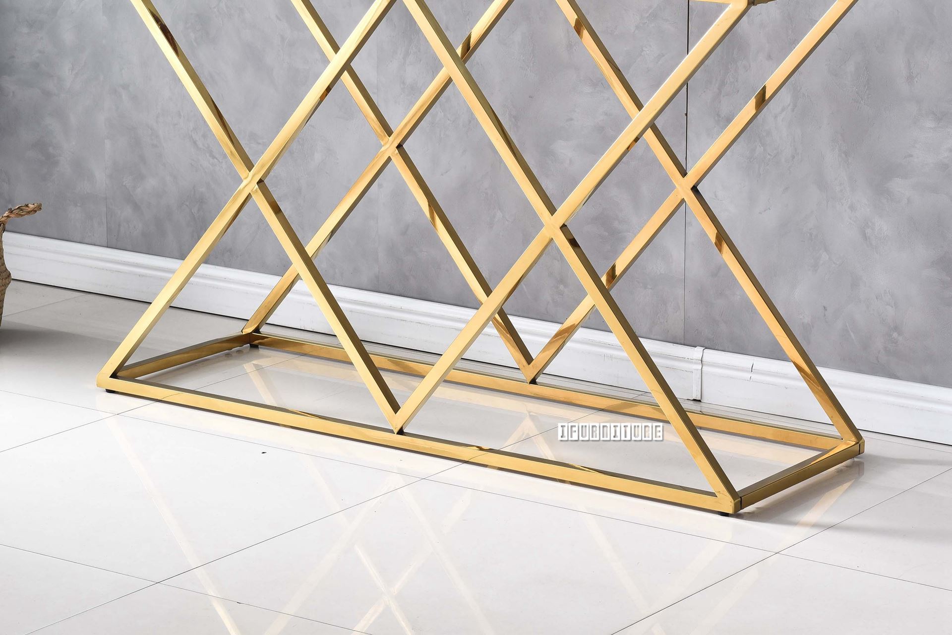 DIAMOND 120 Glass Top Console Table with Golden Stainless Frame