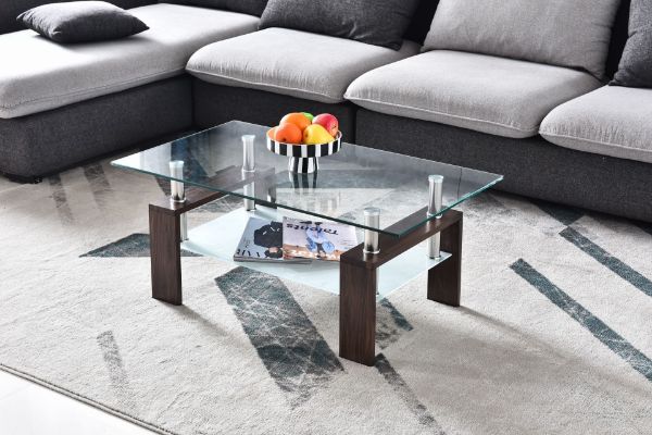 Picture of HORIZON Glass Coffee Table (Walnut Colour)