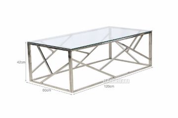 Picture of LELLA Rectangle Clear Glass Coffee Table (Silver)