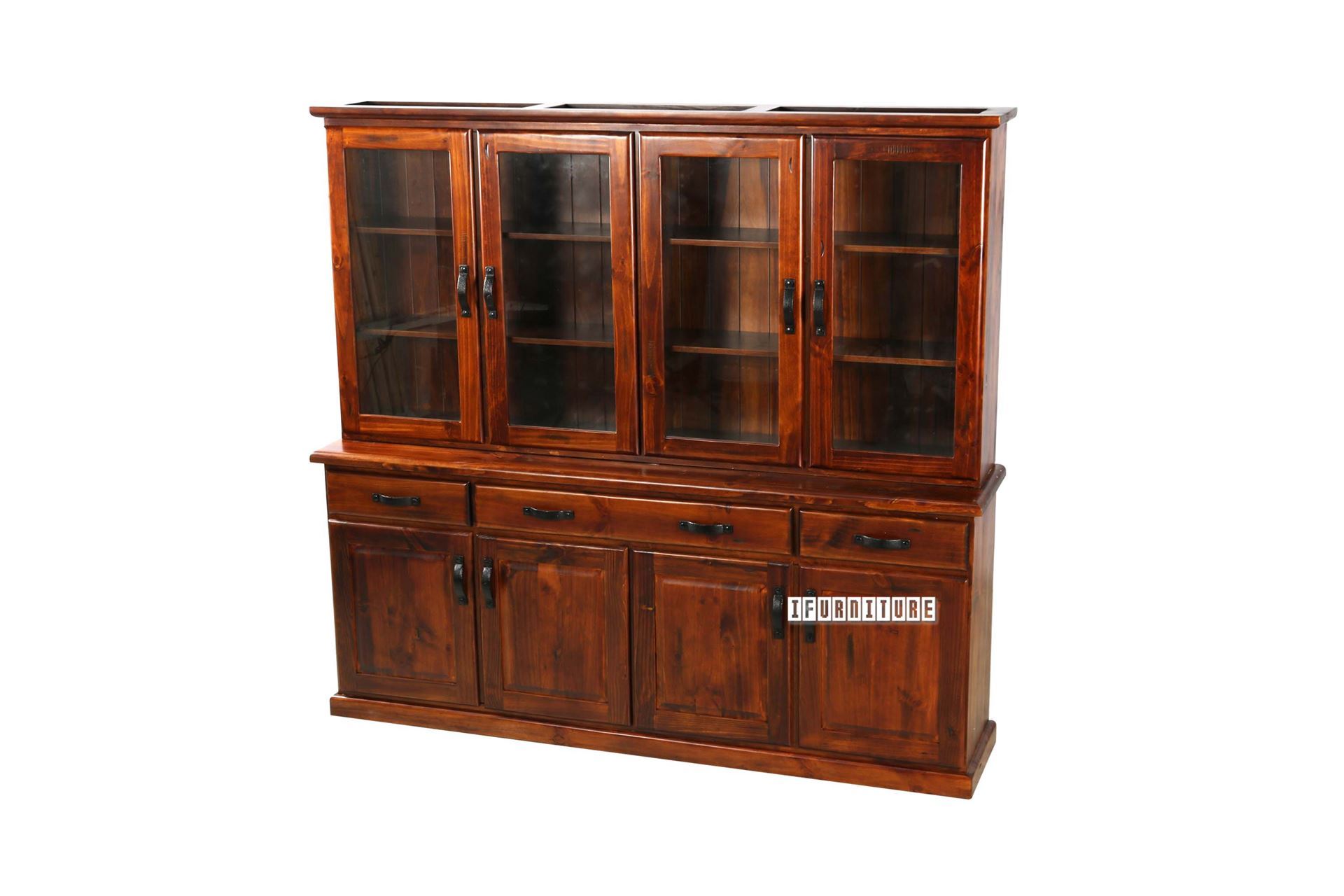 DROVER Blackwood 4 Door Buffet and 4 Door Solid Pine Hutch
