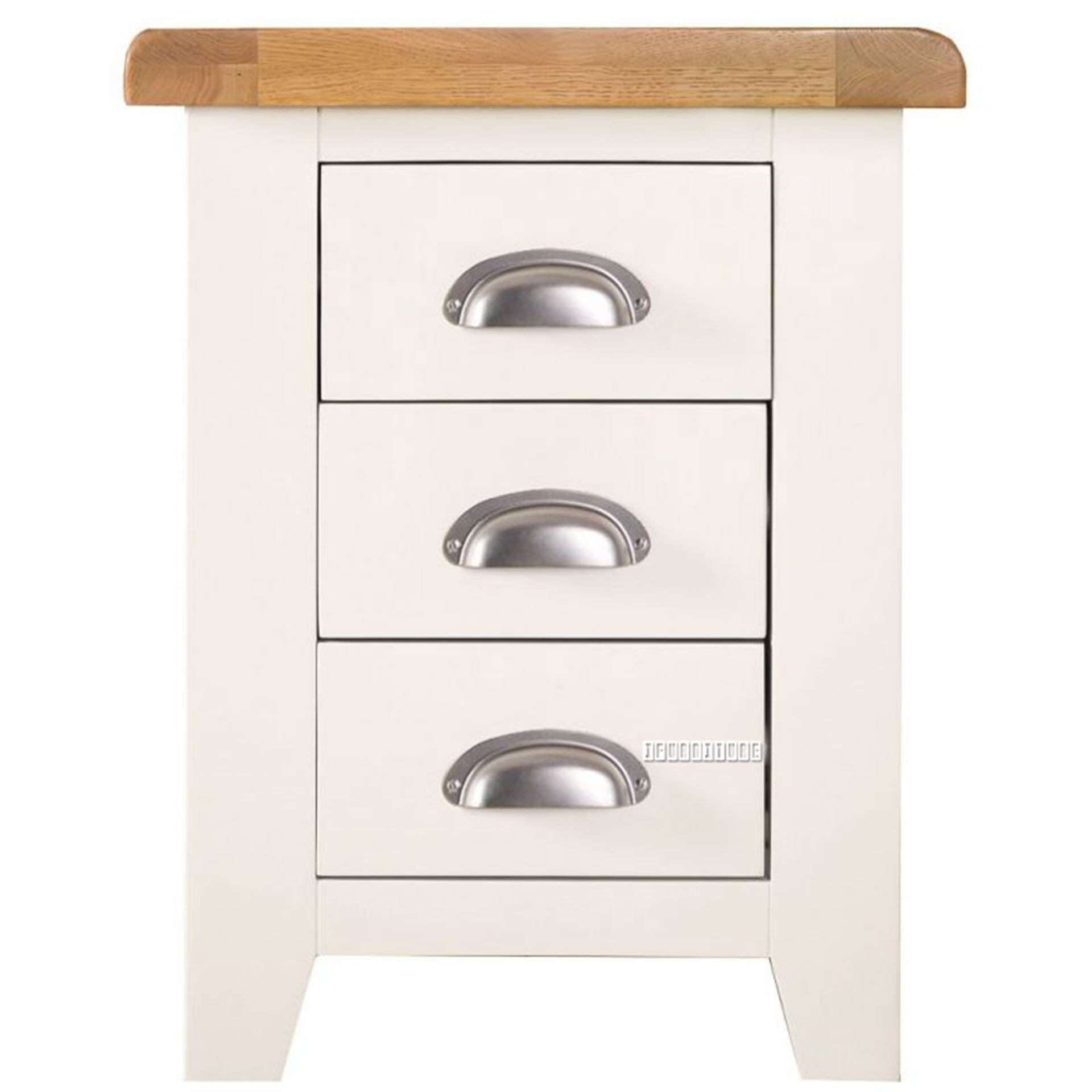 COCAMO 3 Drawer Oak Top Bedside Table (Grey)