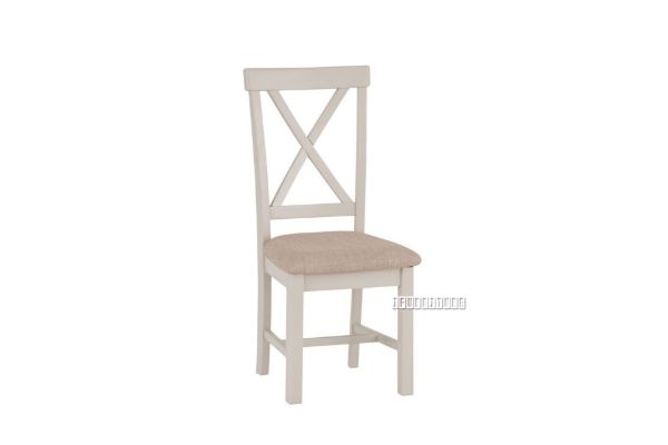 Picture of COCAMO Cross Back Fabric Seat Oak Dining Chair (Grey)