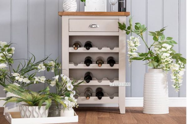 Picture of COCAMO Oak Top 1 DRW Wine Cabinet *Grey