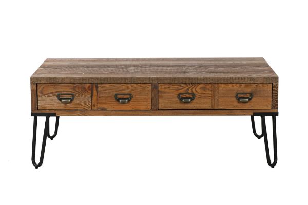 Picture of LIBRARY 4 DRW Rectangle Wood Coffee Table *Light Rustic