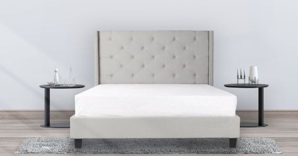 Fabric bed frame queen discount