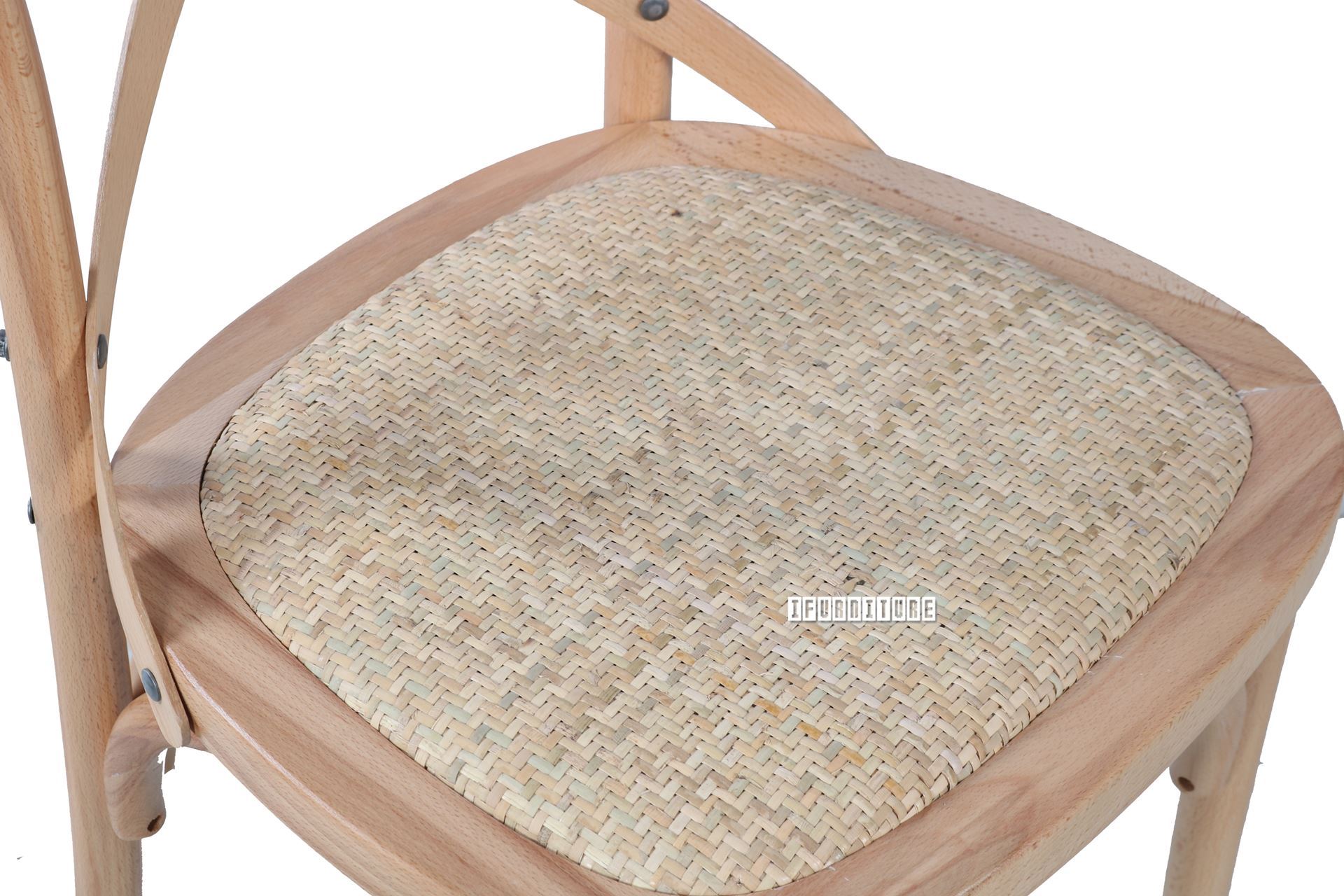 ALBION Solid Beech Cross Back Dining Chair with Rattan Seat (Natural