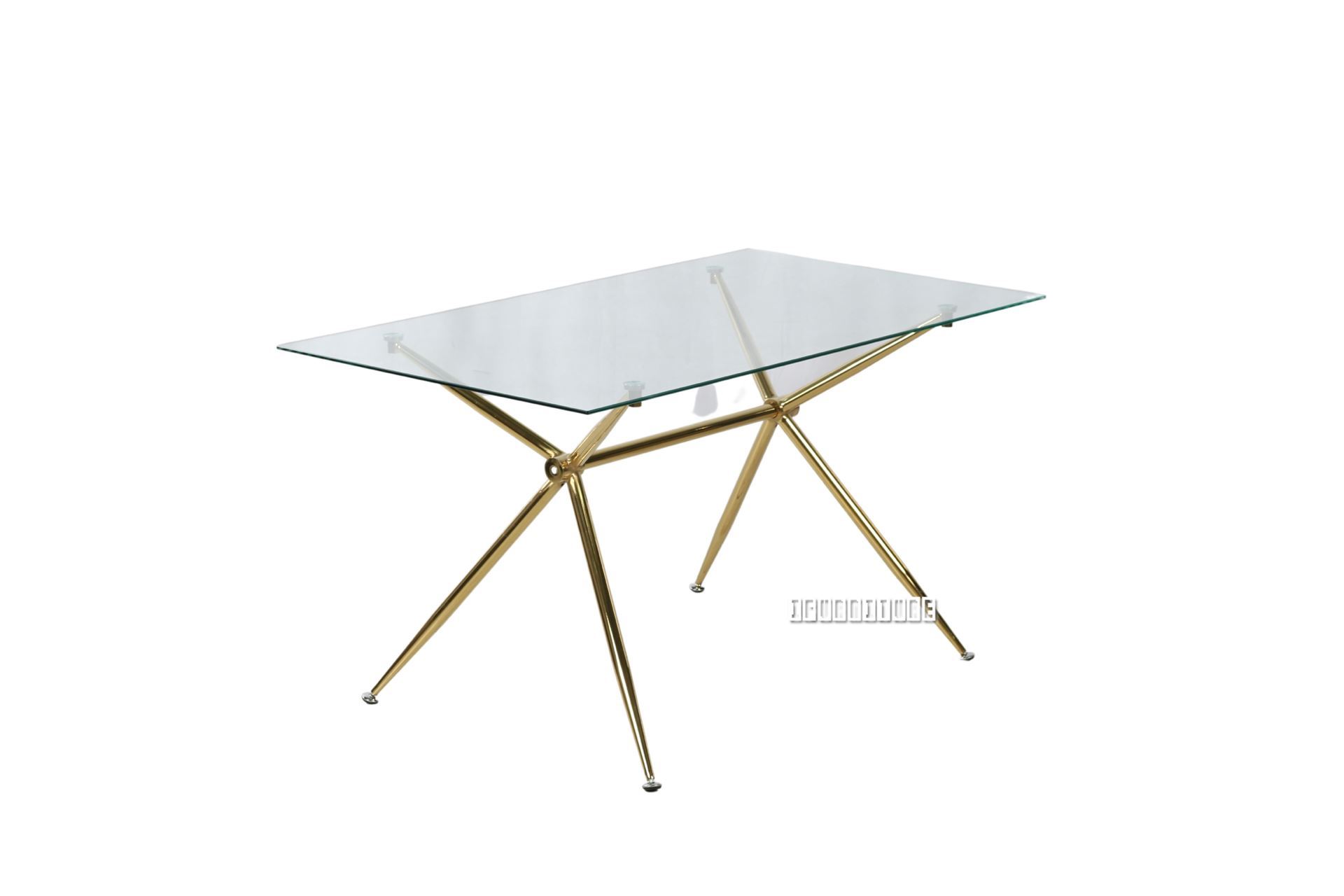 LASKY 140 Glass Top Gold Legs Dining Table