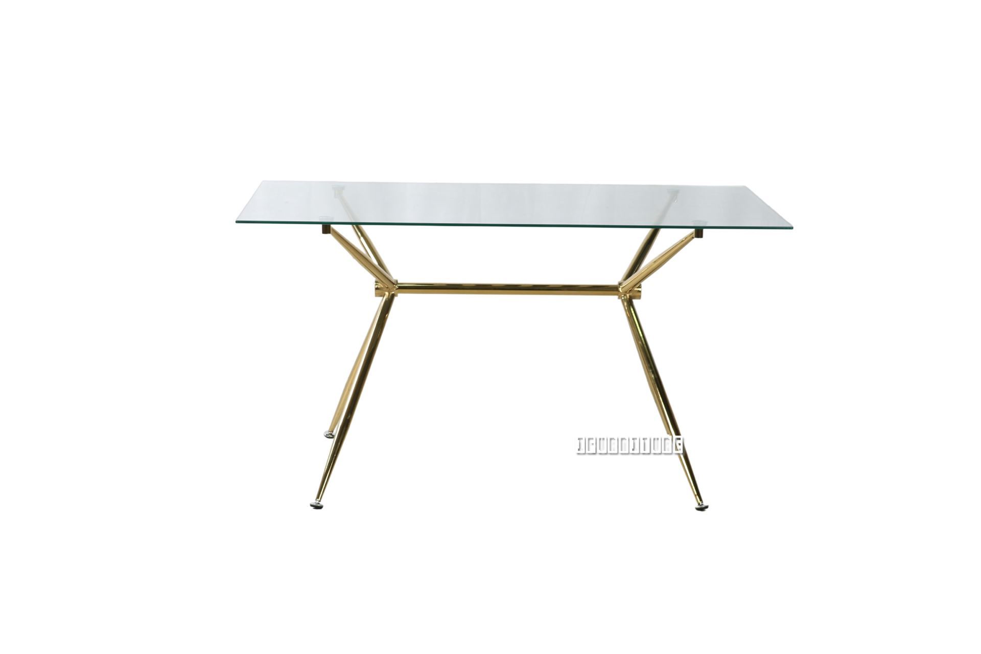 LASKY 140 Glass Top Gold Legs Dining Table
