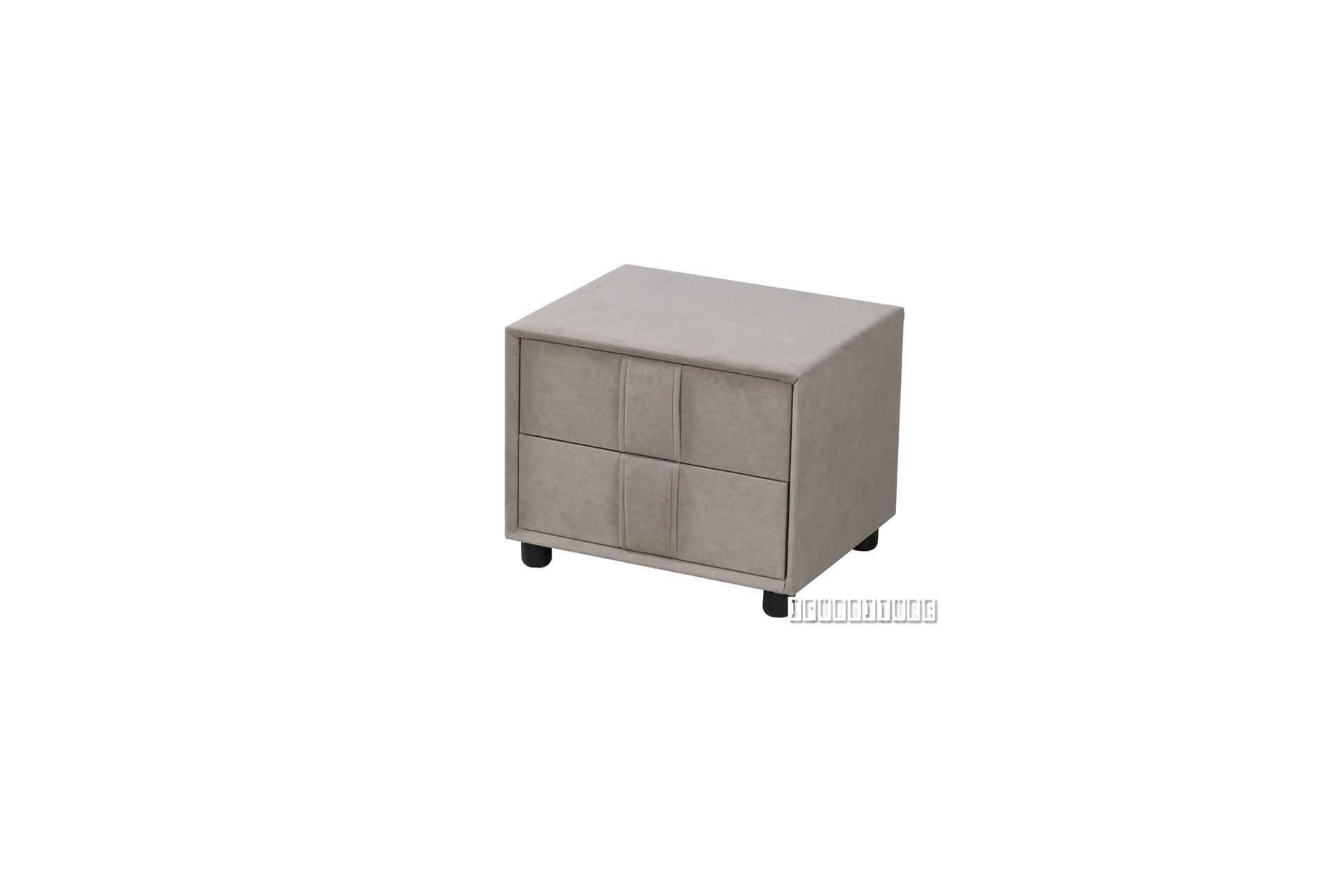 2Drawer Fabric Bedside Table (Light Grey)