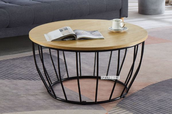 Picture of HENMAN 80 Round Coffee Table *Oak and Black