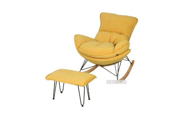 Picture of LOBSTER Fabric Rocking Chair With Footstool *Yellow