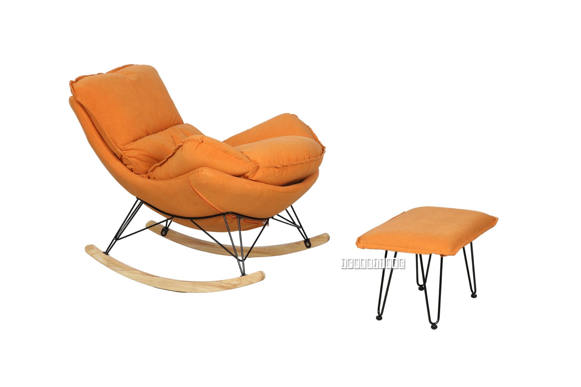 LOBSTER Fabric Rocking Chair With Footstool *Orange