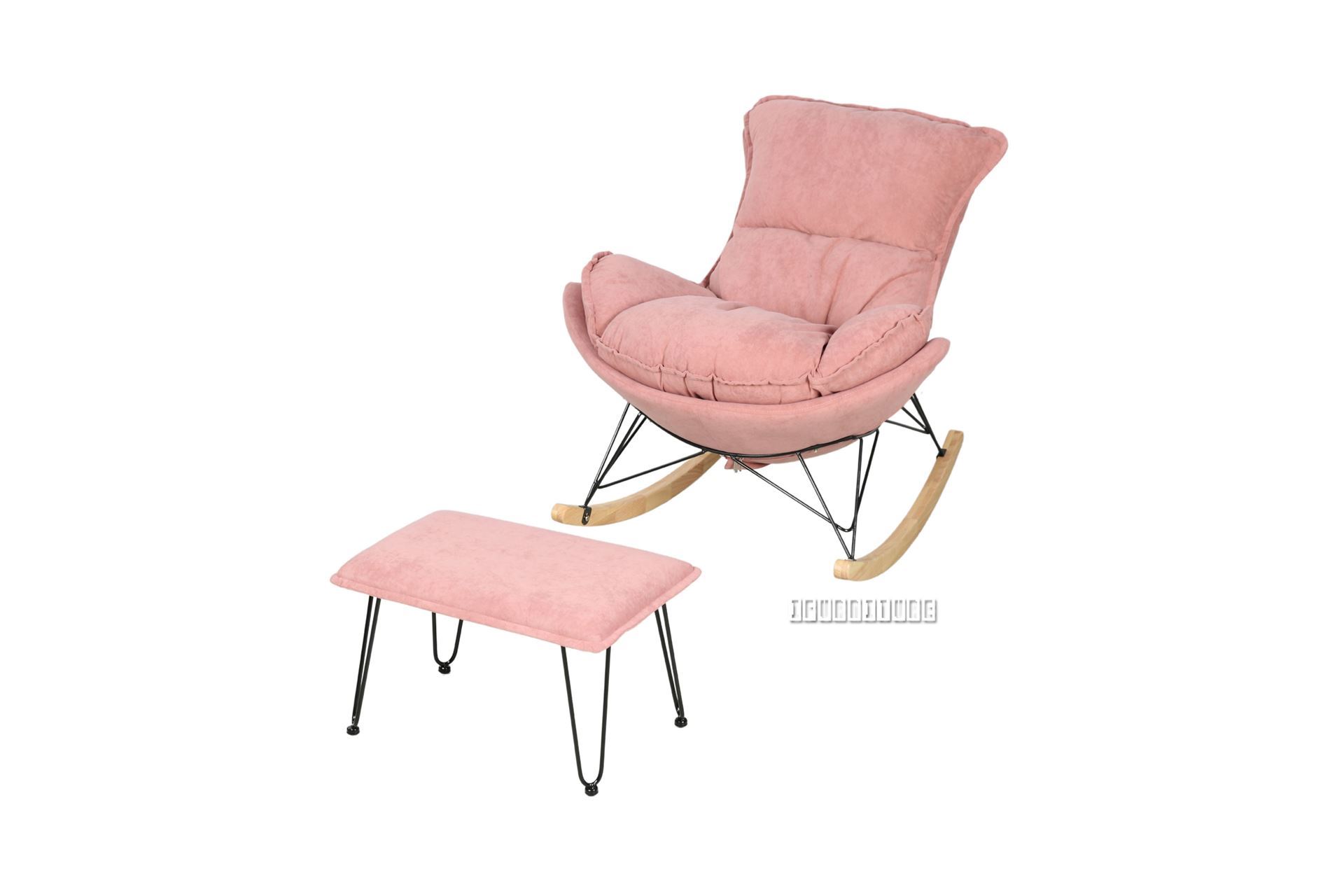 LOBSTER Fabric Rocking Chair With Footstool *Pink