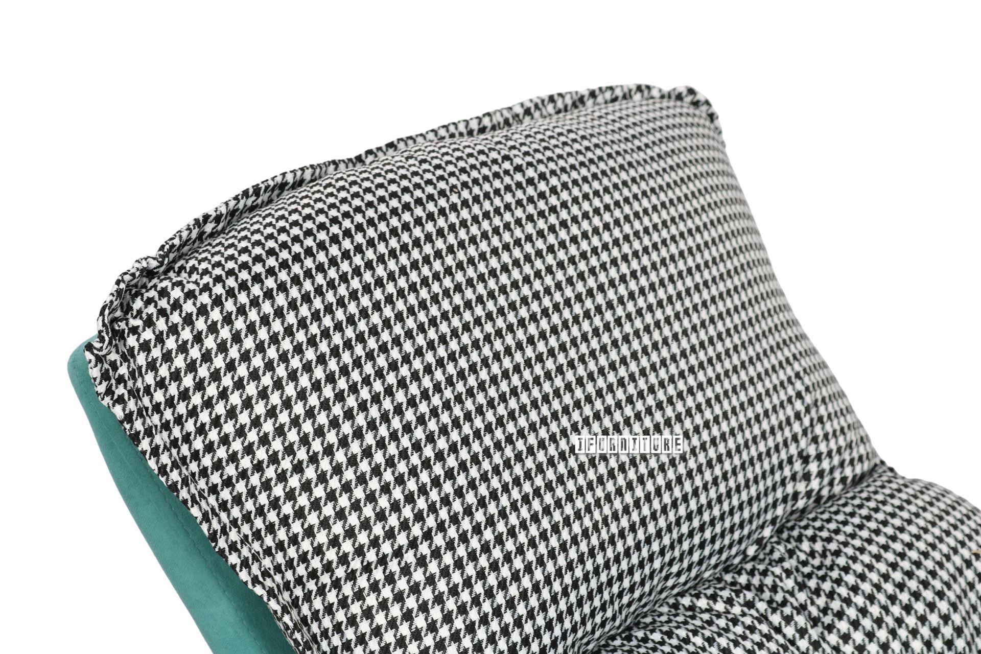 LOBSTER Fabric Rocking Chair With Footstool *Houndstooth and Blue