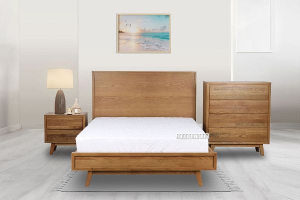 Picture of RETRO 4PC Oak Bedroom Combo in Queen/Super King Size (Maple Colour)