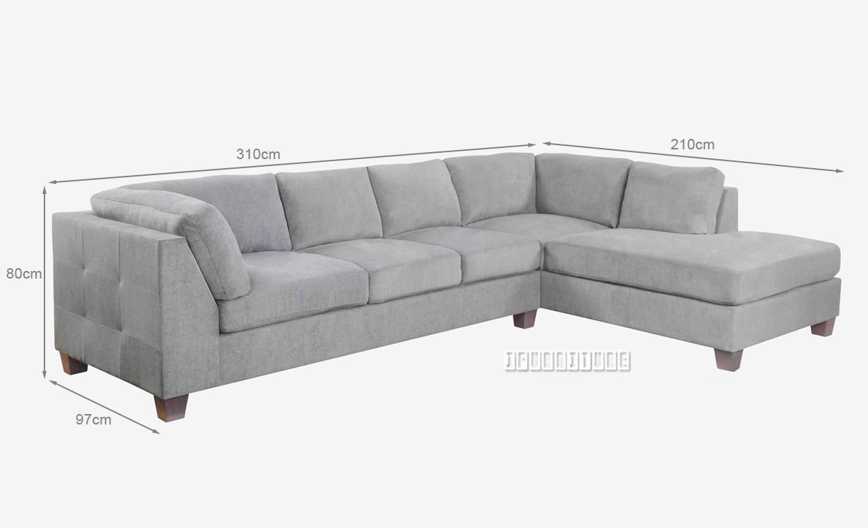 NEWTON Fabric Sectional Sofa (Light Grey) Chaise Facing Right without