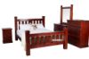 Picture of COTTAGE HILL Solid Pine Bed Frame in Queen Size (Wine Red)