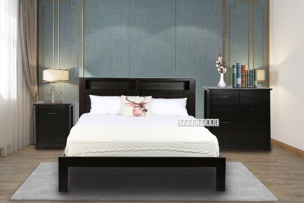 Picture of SYDNEY 3PC/4PC Bedroom Combo in Queen Size *Dark Chocolate Solid Pine
