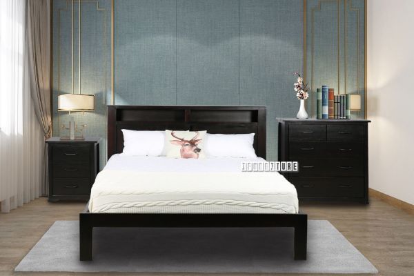 Picture of SYDNEY 3PC/4PC Bedroom Combo in Queen Size (Dark Chocolate Solid Pine)