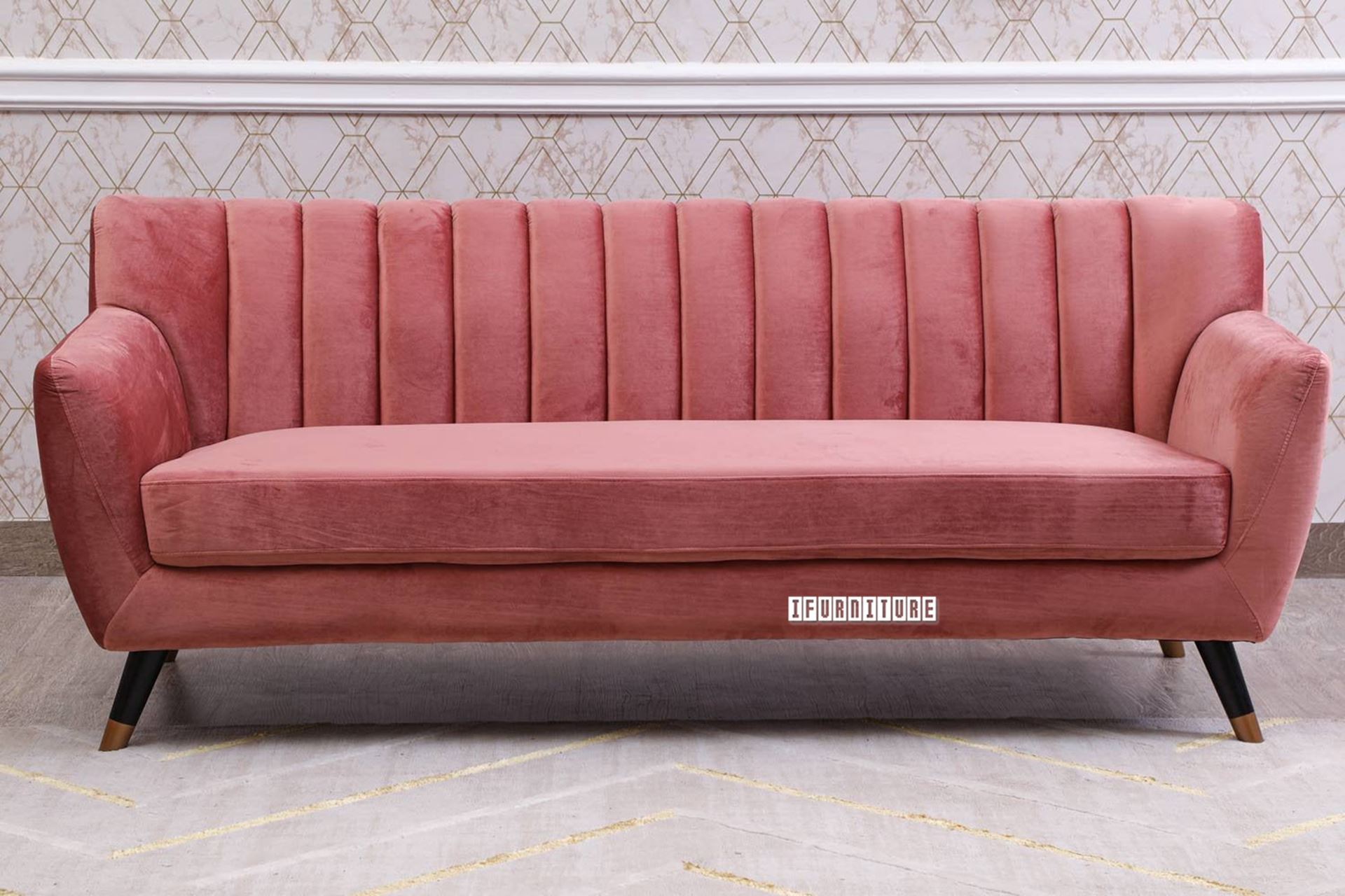 EVA 3+2+1 Sofa Range (Pink Velvet)
