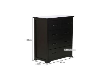 Picture of SYDNEY 5-Drawer Solid Pine Tallboy (Dark Chocolate)