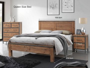 Picture of KANSAS 4PC/5PC/6PC Bedroom Combo in Queen/Super King Size (Acacia Wood)