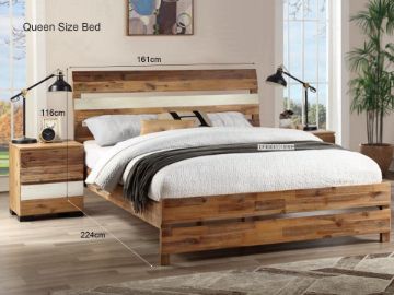 Picture of LEAMAN 4PC/5PC/6PC Solid Acacia Wood Bedroom Combo in Queen/King Size