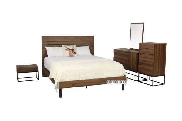 Picture of PARKER 4PC/5PC/6PC Bedroom Combo in Queen Size (Walnut Colour)