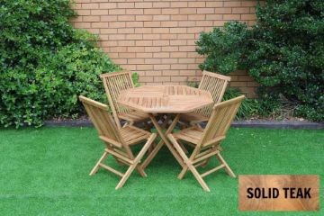 Picture of BALI Outdoor Solid Teak Wood 5PC D100 Octangle Dining Set