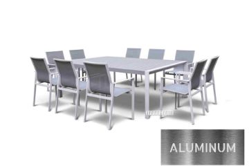 Picture of CARDIFF 220x150 11PC Aluminum Dining Set (White and Grey)