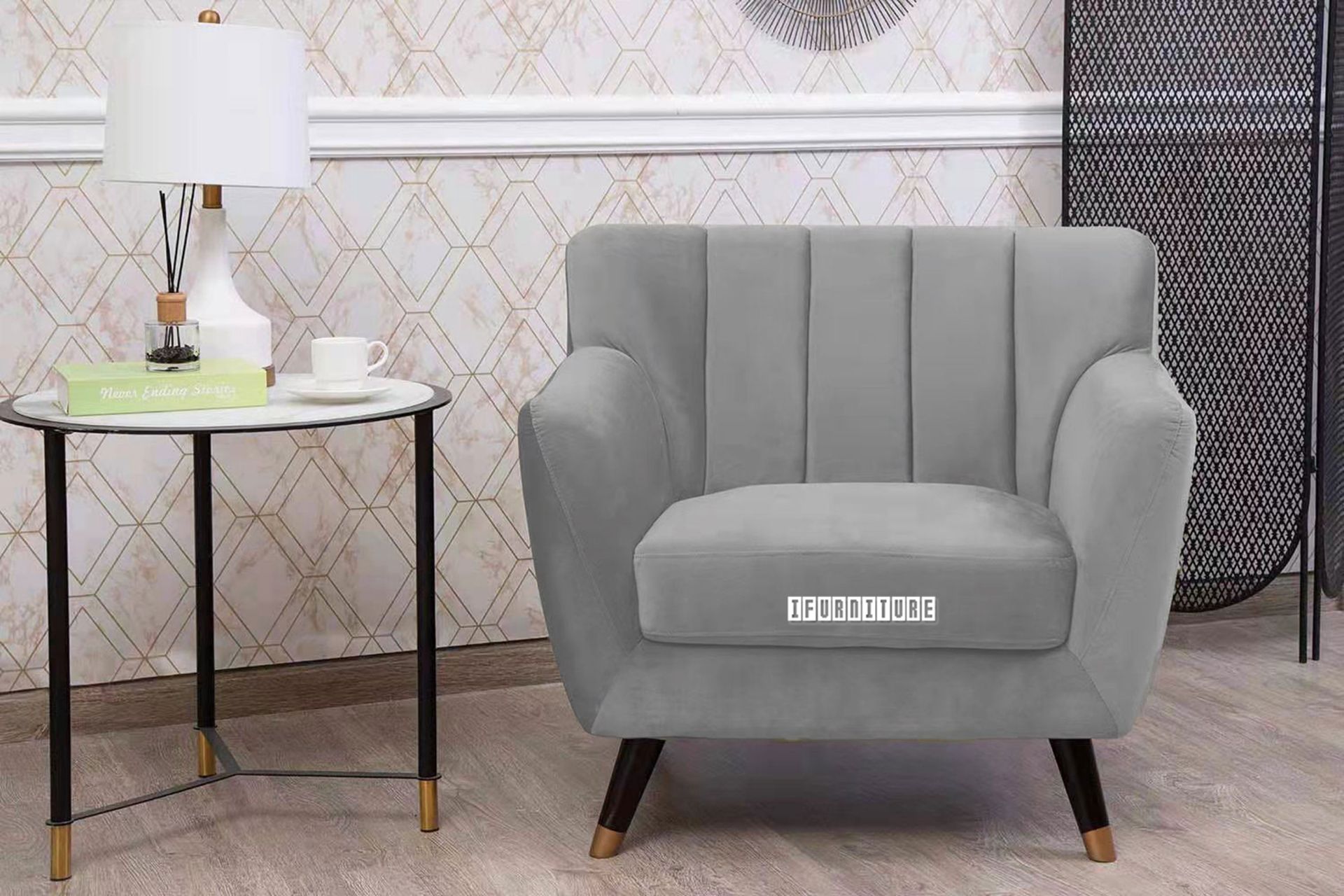 EVA 3+2+1 Velvet Sofa Range (Grey)