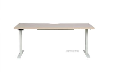 Picture of UP1 Adjustable Height Straight Desk (Oak Top White Base) - 695-1185mm (150 Top)