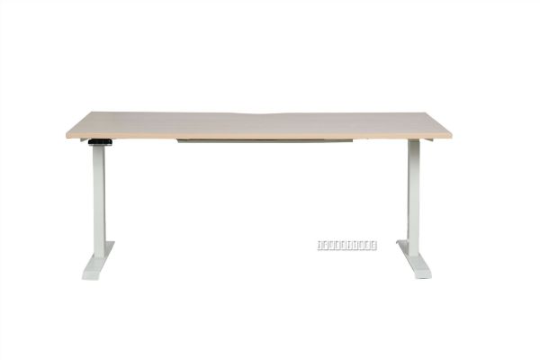 Picture of UP1 Adjustable Height Straight Desk (Oak Top White Base) - 695-1185mm (150 Top)